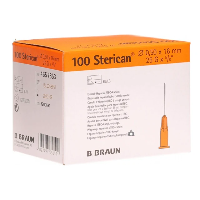 Aguja hipodermica 25G ⅜″ 050×16 mm. Sterican